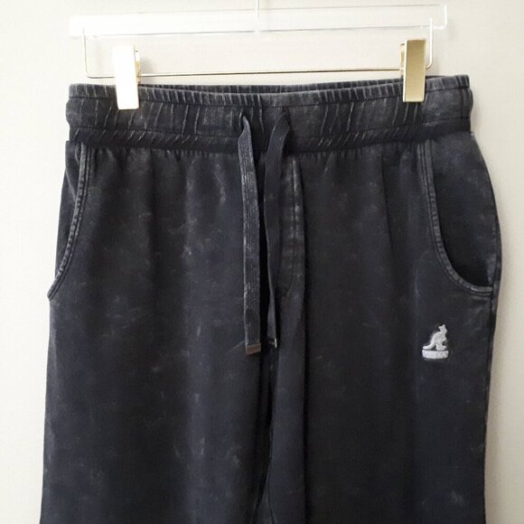 EUC Kangol black weathered look cotton joggers with drawstring waist, M - Picture 4 of 4